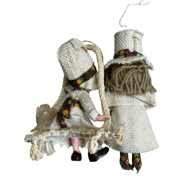 Vintage Corn Husk Doll Ornament Christmas Holiday 4 in Made in Japan Set of 4 - Picture 5 of 8